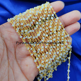 Natural Rainbow Moonstone Bead Chain, Wire Wrapped Moonstone Beaded Chain, Rosary Bead Chain Semi Precious – SELLING BY FOOT